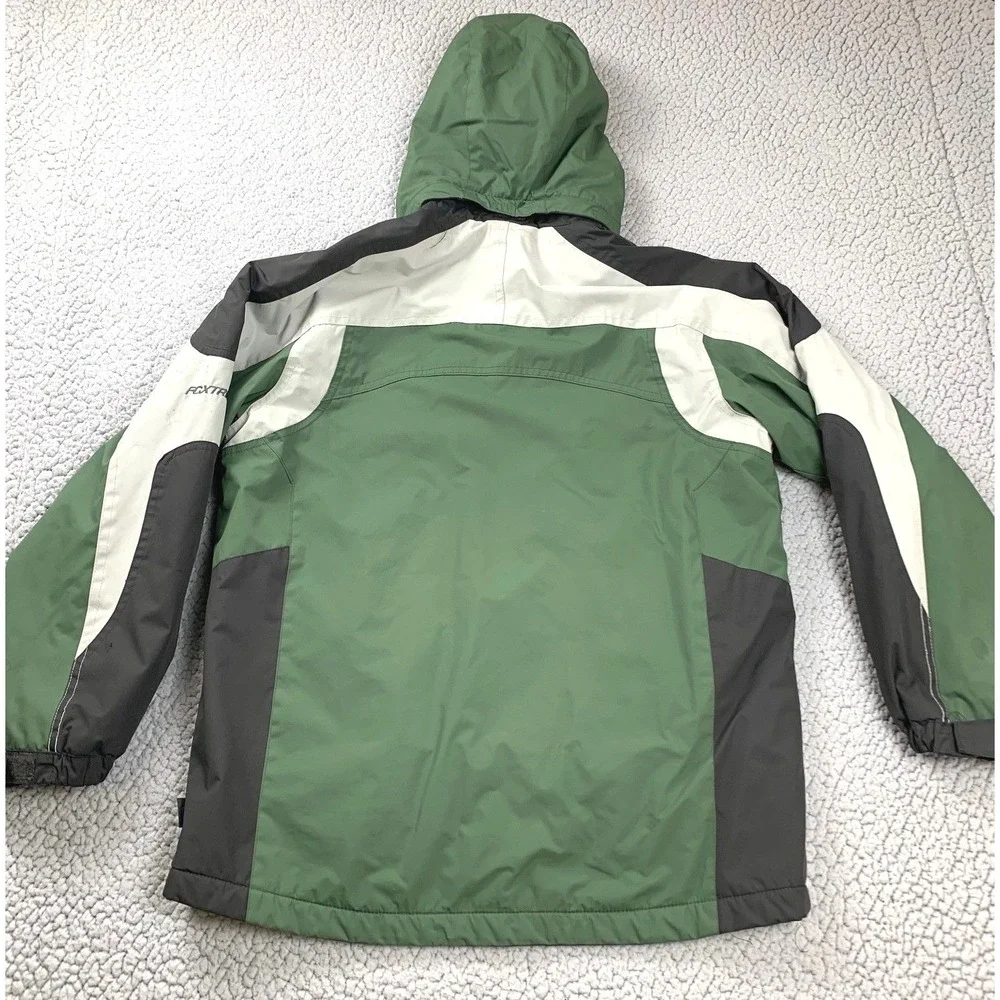Free Country‎ Jacket Boys XL 14/16 Green Colorblock Hooded FCXtreme Fleece Lined